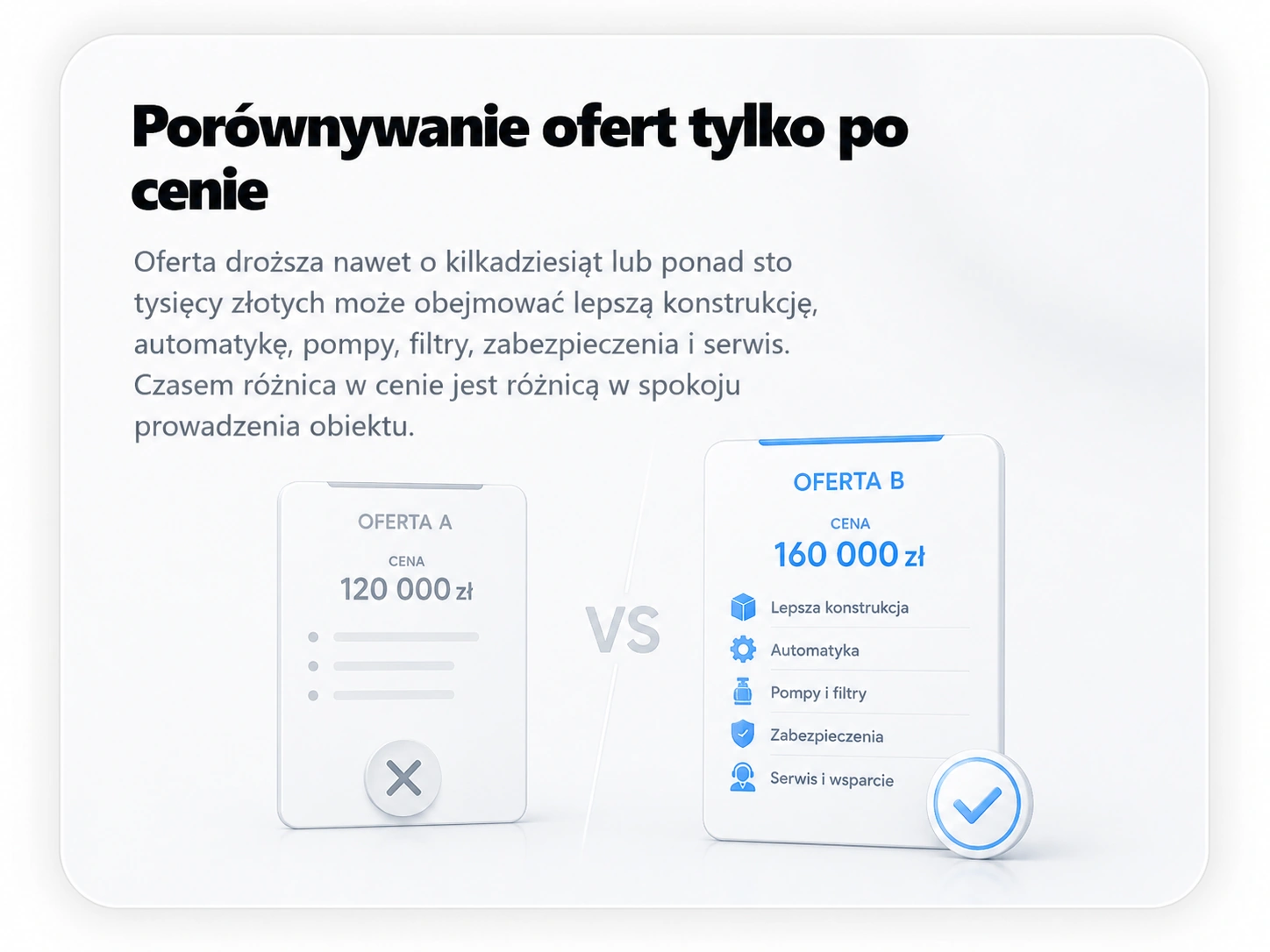 Porównywanie ofert tylko po cenie — oferta tańsza kontra pełniejszy zakres.