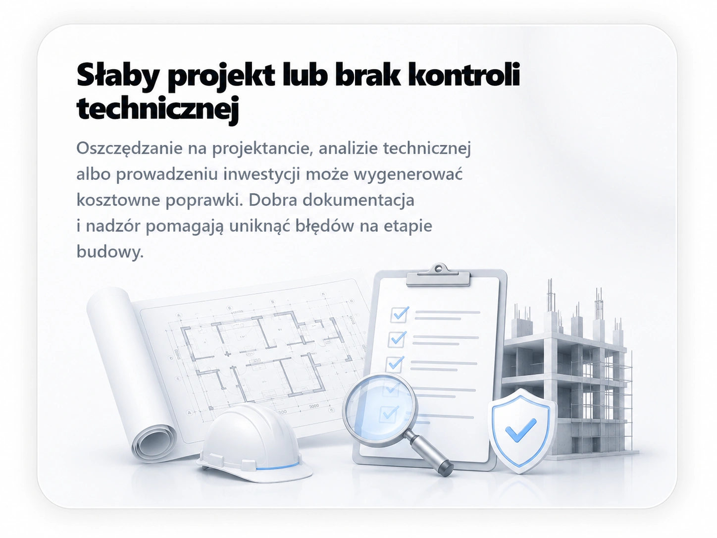 Słaby projekt lub brak kontroli technicznej przy budowie myjni.