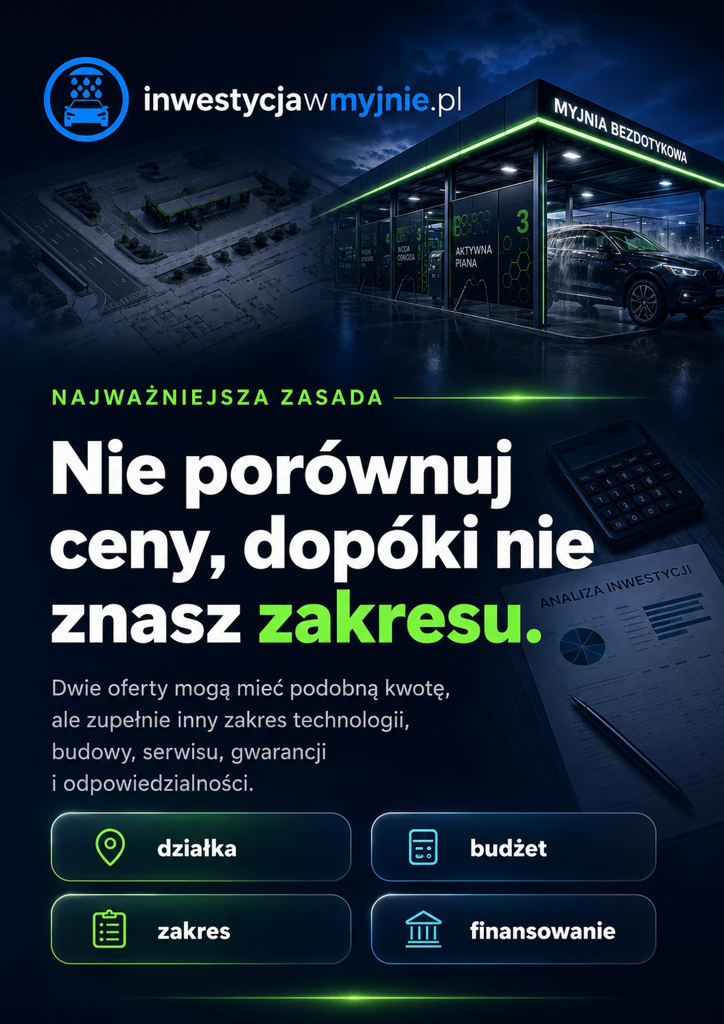 Nie porównuj ceny, dopóki nie znasz zakresu inwestycji w myjnię bezdotykową